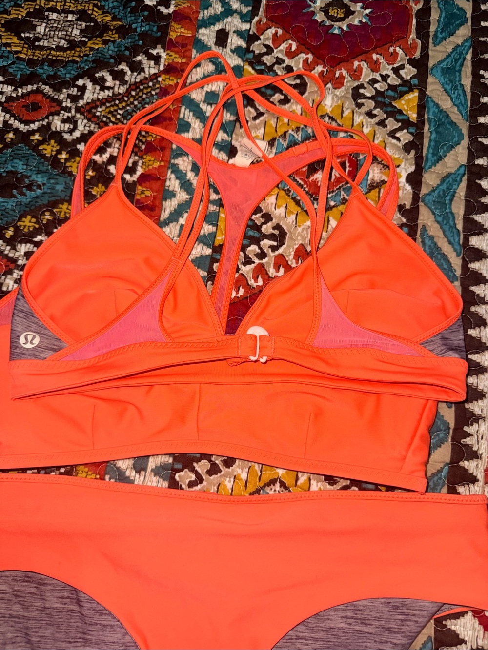 lululemon athletica Heathered Gray and pink Sports Bikini Set 3 piece swim - Picture 7 of 9